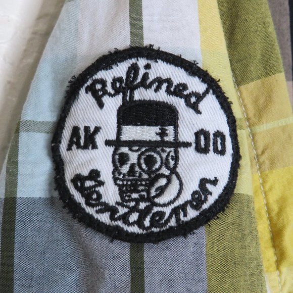 Trust 80 Akoo* Men's Short Sleeve Snap Down Curved Hem Patch Plaid Shirt~‎ XL - Picture 8 of 16